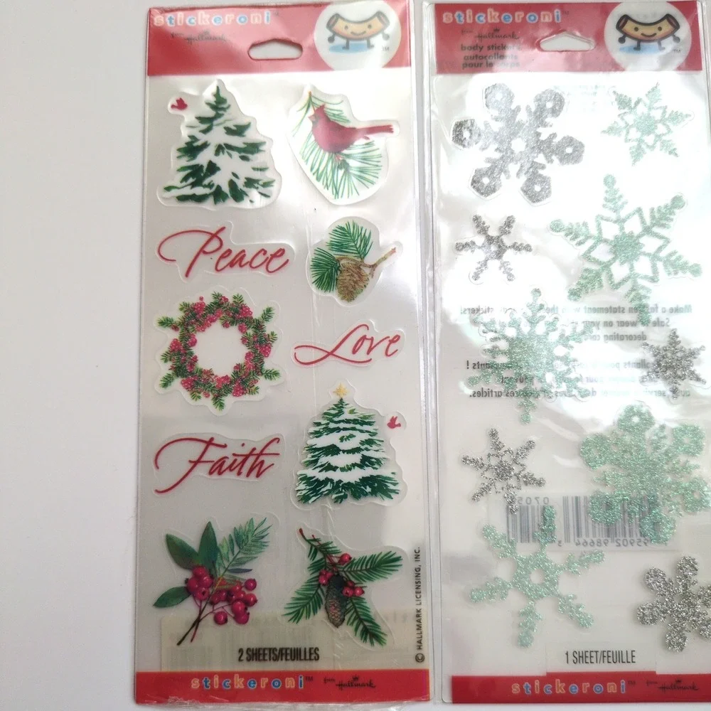 Hallmark Stickeroni Christmas Stickers Glitter Snowflakes Happy Holidays Tree